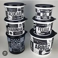 Tupperware Potes de Mantimentos Linha Pop Box Preto e Branco
