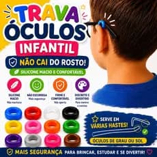 Kit Trava Óculos Infantil Antiderrapante Silicone Colorido Menino Menina 2/4/6/8/10 Unidades
