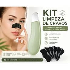 Kit Limpeza Completa Facial | Espátula TUTU Removedora de Cravos e Espinhas + Adesivos para Nariz