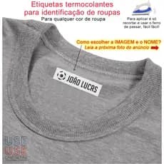 KIT com 10 Etiquetas termocolantes de 5 x 1,2 CM para IDENTIFICAÇÃO de Uniforme Escolar Roupa Asilo Casa Repouso Creche