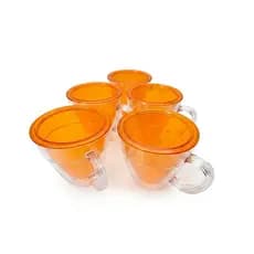 Kit 5 Xícaras de Café Dupla Parede 130ml  Acrílico Transparente e Laranja