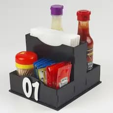 1 Porta guardanapo com 4 divisórias em MDF Preto para bar e restaurante Muito Top