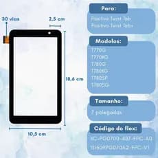 Tela Touch Para Tablet Pos Twist Tab T770g T780g T780sf T780sg  T780sf T780mf  Flex: Xc-Pg0700-487