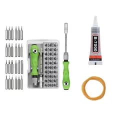 Kit Mini Chaves Ferramentas 32 Peças + Cola B7000 T7000 Elásticos Para Abrir Celular Tablet Iphone