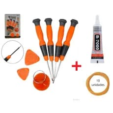 Kit Jogo De Ferramentas Chaves Cola 15ml B7000 Elásticos Para Abrir Reparo Tela Celular Tablet Notebook