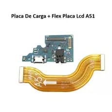Placa Conector De Carga Usb Tubro + Flex Sub Placa Mãe Lcd Compatível Com A51 A515