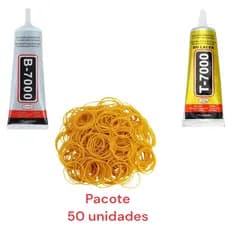 Kit Com Cola B7000 Ou Cola T7000 110ml + Pacote 50 elásticos Para Manutenção Reparo Celular Tablet