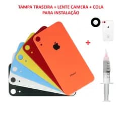 Tampa Traseira Vidro Para IPhone XR Furo Maior + Lente da Câmera + Cola Para Instalação