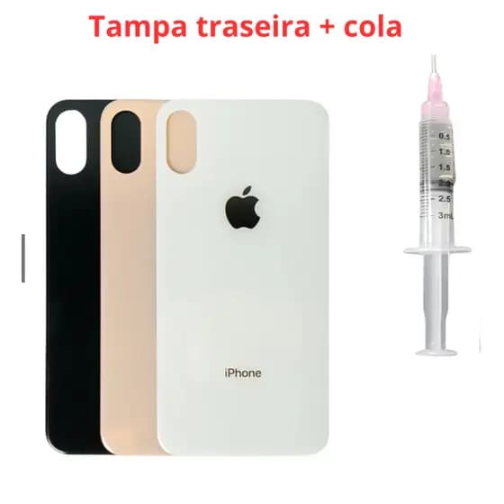 Tampa Traseira Vidro Para IPhone X IPhone XS Furo Maior + Cola Para Instalação