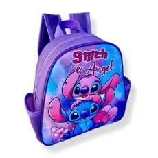 Mochila Infantil Lilo Stitch e Angel Namorada Menina Feminina Bolsa Creche Passeio Desenho Personagens Filme Resistente