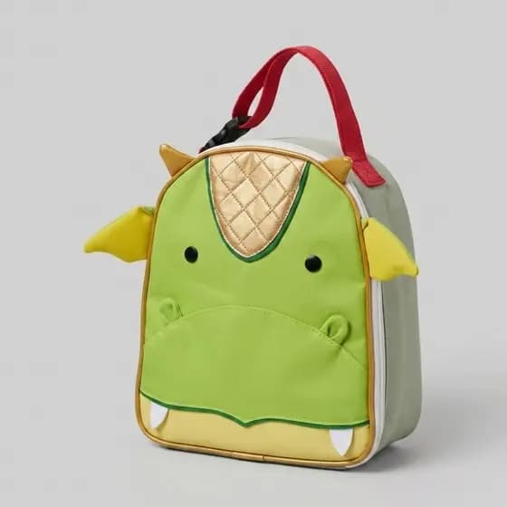 Lancheira Térmica Infantil Dragão Verde Escolar Bolsa Térmica Kids Resistente Lanches Creche Passeio