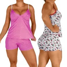 Kit 2 Conjuntos Pijama Feminino Baby Short Doll Adulto Qualidade Premium