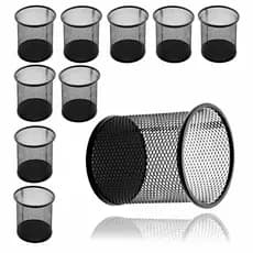 Kit 10 Porta Treco Redondo Preto Organizador De Mesa Porta Caneta Lápis
