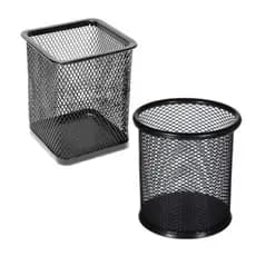 Kit 2 Porta Lápis De Metal Organizador Redondo E Quadrado De Mesa Rose Gold