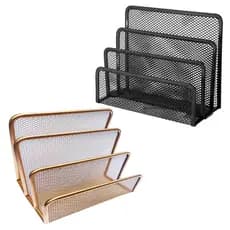 Organizador De Mesa Dourado Porta Cartão Papel Ouro Lembrete Caderno Livro Escritório
