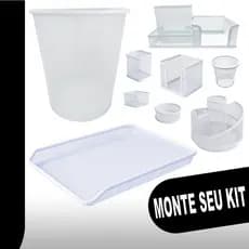 Organizador De Mesa Aramado Branco Escritório Giratório Bandeja Cesto Porta Caneta Lápis Clips