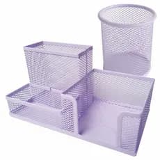 Kit Porta Caneta Lápis Treco Redondo Lilás Organizador De Mesa Escolar Escritório