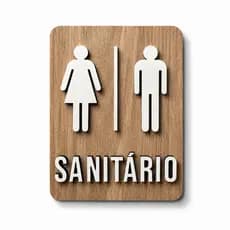 Placa de Sinalização Banheiro Unissex Masculino Feminino MDF Decorativa Para Restaurantes Clínicas