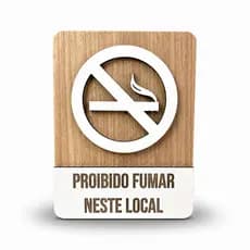Placa de Sinalização Proibido Fumar em MDF 17x13cm Com Fita Dupla Face