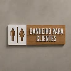Placa Siinalização Banheiro para Clientes Unissex em MDF para Restaurantes Portas
