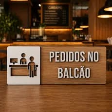 Placa de Sinalização Identificação Pedidos no Balcão Porta em MDF Alto Relevo