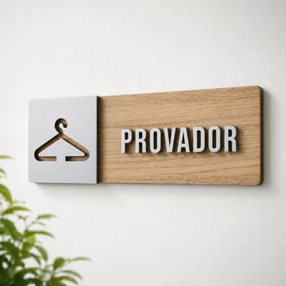 Placa de Sinalização Provador em MDF Loja Comercio Decorativo Profissional