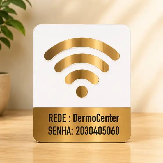 Placa Sinalização Identificação Wi-fi Personalizada Rede E Senha Acrílico 17x13cm