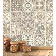 Papel De Parede Lavável Azulejo cozinha Tons De Bege 2,00 mts