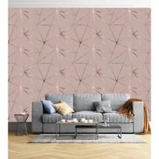 Papel De parede Geométrico Rose Gloss Para Quarto E Sala