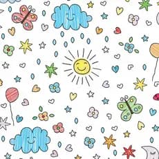 Papel De parede Para Quarto Infantil Desenho Infantil Céu Sol Estrelas E variados