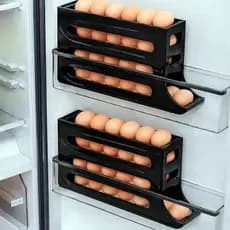 Organizador Porta 30 Ovos Dispenser Vertical Bandeja Suporte vertical Gaveteiro cozinha gaveta Preto