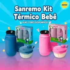 Kit Passeio Bebê Pote Porta Leite Pó Dosador Garrafa Térmica