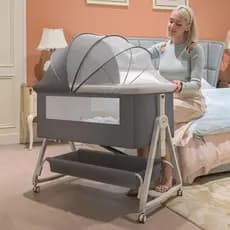Berço Moisés Com Balanço Portátil Bebê Mosquiteiro Ajustável Co-bed Até 30kg Com Rodinhas