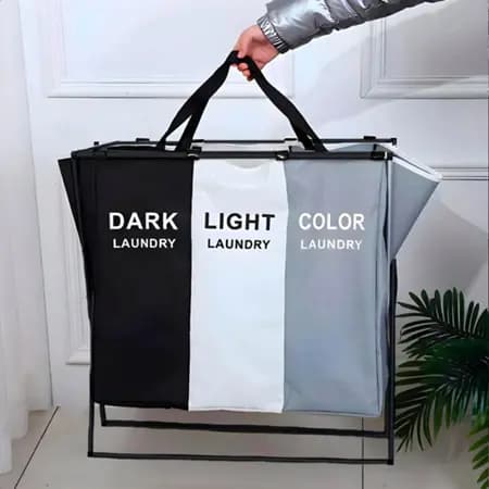 Cesto Organizador De Roupas Sujas Com 3 Divisórias Portátil
