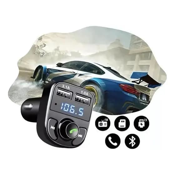 Transmissor FM Bluetooth Adaptador X8 Carregador USB Veicular