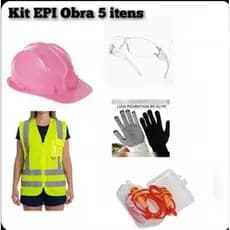 Kit EPI para Obra 5 Itens: Capacete, luvas, óculos, protetor auricular e Colete Refletivo.