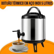 Garrafa Térmica Botijão 5L Inox Quente Frio Água Café Yab