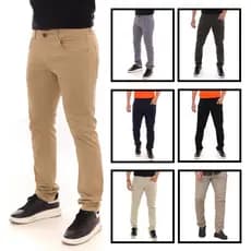 Calça Masculina Slim Fit Sarja Tradicional