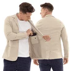 Blazer Masculino Areia Bege Sarja Esporte Fino Slim Fit Elastano Premium Luxo