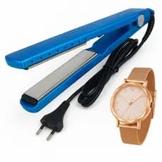 Prancha Chapinha Titanium Original Alisa Até o Fio Mais Difícil + Relógio Feminino de Presente