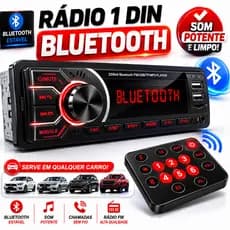Rádio Automotivo Bluetooth 1 DIN USB SD FM RCA Controle Remoto Universal