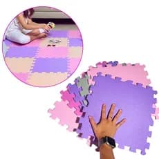 Tatame EVA Infantil – Kit 6 Peças para Brincadeiras Seguras em Tons de Menina