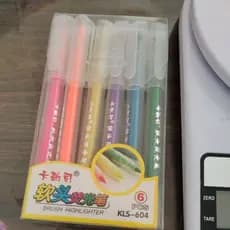 Kit Marca Texto Brush Neon 6 Cores | Ponta Pincel | Canetas Marca Texto Fluorescentes | Papelaria Criativa