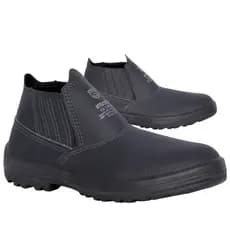 Bota Botina Masculina Couro Trabalho Segurança Epi Bico Pvc Fechamento por elástico