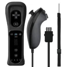 Kit Controle Joystick Remote + Nunchuk  Wii / Wii U Preto