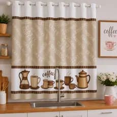 Cortina Cozinha Folha Única 1,00x1,30 Tecido Oxford Estampado - 1 Parte