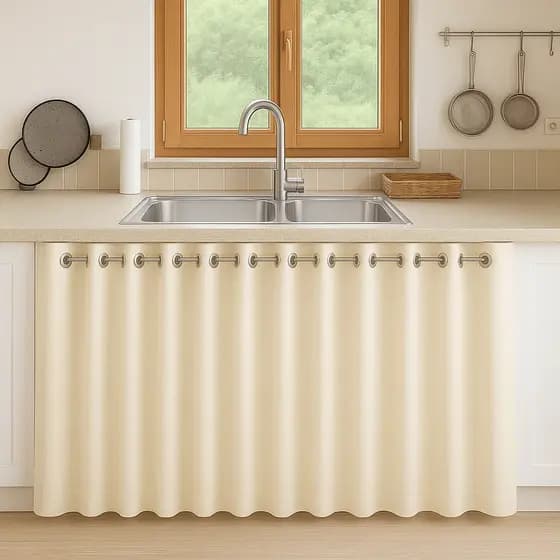 Cortina De Pia Em Voil Linho Flame 1,40x0,80 Com Ilhós Cozinha - 1 Parte