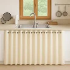 Cortina De Pia Em Voil Linho Flame 1,40x0,80 Com Ilhós Cozinha - 1 Parte