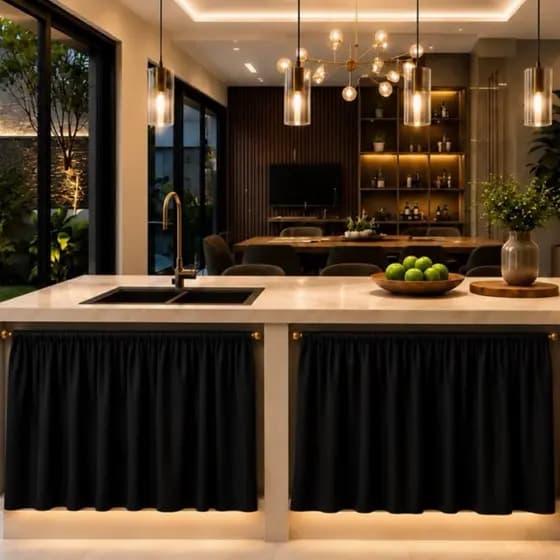 Cortina Pia Decoração Cozinha 1,80x80 Varão Passante - 2 Parte
