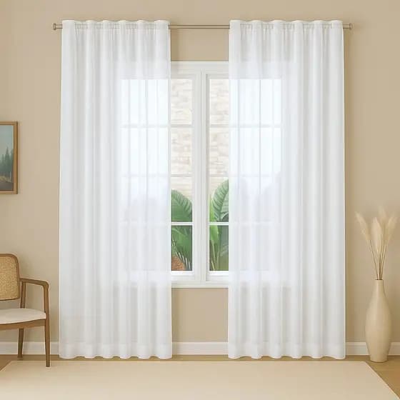 Cortina Linho Voil Gaze Flame 4,00x2,00 Para Sala Ou Quarto Decoração Sem ilhós
